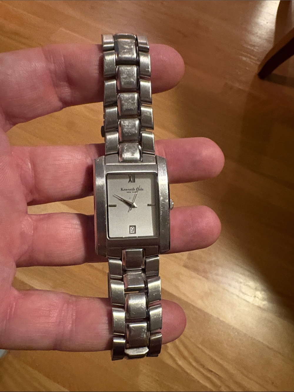 Kenneth Cole Silver-Tone Rectangular Bracelet Watch